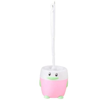 NOVOCE Toilet Bowl Brush Creative Toilet Brush with Cartoon HolderLong Handled Toilet Bowl BrushCute Toilet Scrub Brush for Bathroom Cleaning Non-Scratch (Color : Pink)