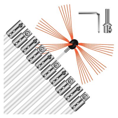 chimney sweep kit Chimney Cleaning Kit, Electric Rotary Chimney Sweep Kit With Nylon Flexible Rods And Brush Head, Drill Powered Rotary Chimney Brush Set For Cleaning Fireplace Flue ( Color : Orange ,