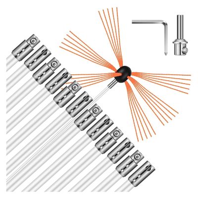 chimney sweep kit Chimney Cleaning Kit, Electric Rotary Chimney Sweep Kit With Nylon Flexible Rods And Brush Head, Drill Powered Rotary Chimney Brush Set For Cleaning Fireplace Flue ( Color : Orange ,