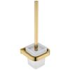 NOVOCE Toilet Bowl Brush Square Toilet Brush Holder Brushed Gold Finish Bathroom Cleaning Holder Stainless Steel Holder with Glass Cup Toilet Cleaning Brush view 1
