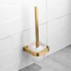 NOVOCE Toilet Bowl Brush Square Toilet Brush Holder Brushed Gold Finish Bathroom Cleaning Holder Stainless Steel Holder with Glass Cup Toilet Cleaning Brush view 2