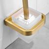 NOVOCE Toilet Bowl Brush Square Toilet Brush Holder Brushed Gold Finish Bathroom Cleaning Holder Stainless Steel Holder with Glass Cup Toilet Cleaning Brush view 3
