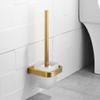 NOVOCE Toilet Bowl Brush Square Toilet Brush Holder Brushed Gold Finish Bathroom Cleaning Holder Stainless Steel Holder with Glass Cup Toilet Cleaning Brush view 4