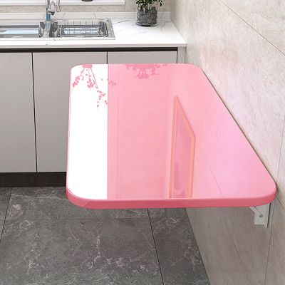 HADIIH Laundry Folding Table, Wood Wall Mounted Table, Computer Desk, Stable Sturdy Wall Table for Kitchen/Laundry/Room/Restaurant-Multiple Sizes (Color : Pink, Size : 50 * 40cm (19.7 * 16in))