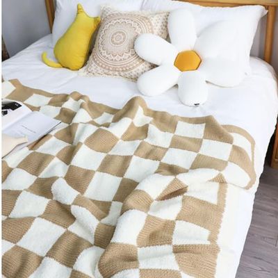 Checkered Throw Blanket,Ultra Soft Cozy Buffalo Checkerboard Throw Blankets,Soft Cozy Microfiber Reversible Checkerboard Fluffy Throw Blanket For Home Chair Sofa Couch Camping Travel ( Color : Khaki )