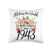 80 Birthday Making the world a better place since 1943 Throw Pillow view 1
