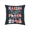 80 Birthday Making the world a better place since 1943 Throw Pillow view 1