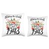 80 Birthday Making the world a better place since 1943 Throw Pillow view 3