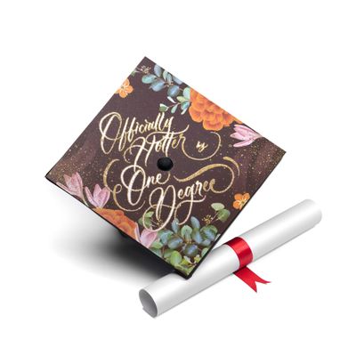Once Upon A Time Graduation Cap Topper with Flowers, Grad Cap Decorations, Class of 2025 Grad Cap Topper, Officially hotter by one degree