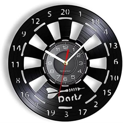 30cm Wall Clock Dart Game Bar Vinyl Record Wall Clock Man Cave Game Room Decoration Vintage Wall Clock Dart Board Bar Nightclub Hanging Decoration