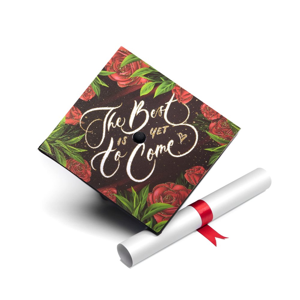 Once Upon A Time Graduation Cap Topper with Flowers, Grad Cap Decorations, Class of 2025 Grad Cap Topper, The best is yet to come