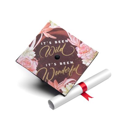 Once Upon A Time Graduation Cap Topper with Flowers, Grad Cap Decorations, Class of 2025 Grad Cap Topper, It's Been Wild It's Been Wonderful