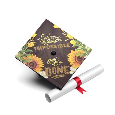 Once Upon A Time Graduation Cap Topper with Flowers, Grad Cap Decorations, Class of 2025 Grad Cap Topper, It always seems impossible until it's done