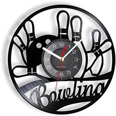 30cm Wall Clock Vintage Bowling Vinyl Record Clock Bowling Alley Rainbow Sugar Sports Home Decoration Wall Clocks Accessories Gifts