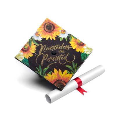 Once Upon A Time Graduation Cap Topper with Flowers, Grad Cap Decorations, Class of 2025 Grad Cap Topper, Nevertheless she persisted