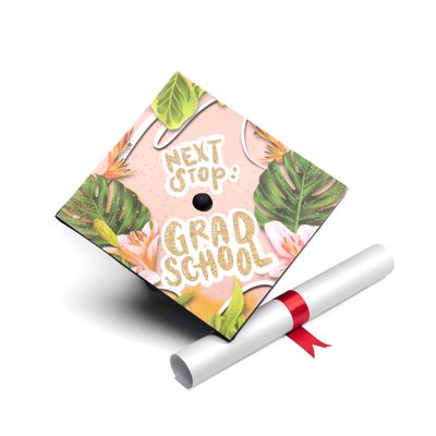 Once Upon A Time Graduation Cap Topper with Flowers, Grad Cap Decorations, Class of 2025 Grad Cap Topper, Next stop Grad school