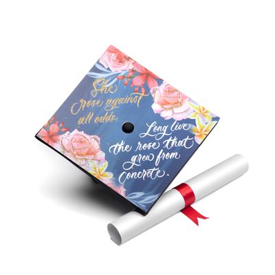 Once Upon A Time Graduation Cap Topper with Flowers, Grad Cap Decorations, Class of 2025 Grad Cap Topper, She rose against all odds
