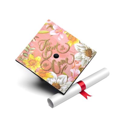Once Upon A Time Pink Graduation Cap Topper with Flowers, Grad Cap Decorations, Class of 2025 Grad Cap Topper, The Best is yet to Come