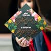 Once Upon A Time Graduation Cap Topper with Flowers, Grad Cap Decorations, Class of 2025 Grad Cap Topper, What feels like the end is often the beginning view 2