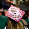 Once Upon A Time Pink Graduation Cap Topper with Flowers, Grad Cap Decorations, Class of 2025 Grad Cap Topper, She doesn't even go here anymore view 4