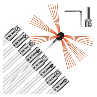 chimney sweep kit Chimney Sweep Cleaning Brush Tool Kit Rotary With 6/8/10/12 Reinforced Nylon Flexible Rods Snap Locking 45 Degree Angle For Fireplace Flue Home Use ( Color : Orange , Size : 8 m )