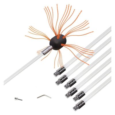 chimney sweep kit Chimney Brushes And Rods For Flue, Sweep Brush For Chimney, Chimney Cleaning Sweep Kit Nylon Cleaning Tool Accessory, 6/8/10/12 Rods + 1 Brush Head + 1 Chuck Adapter ( Color : Orange