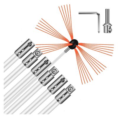 chimney sweep kit Chimney Sweep Brush Rod Kits, Electrical Rotary Chimney Cleaning Kits Drill Powered Rotary Chimney Brush Set For Cleaning Fireplace Flue And Duct Vent ( Color : Orange , Size : 6 m )