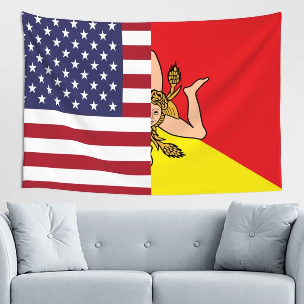 American Flag and Sicilian Flag Home Decoration Tapestries Placed In The Living Room Bedroom Keep Full Load