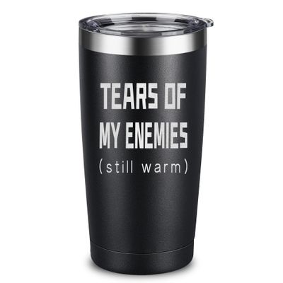 ARIABLE Tears Of My Enemies - Best Gifts for Men, Him, Dad, Husband, Son, Boyfriend, Coworker, Boss - Perfect Sarcastic Birthday - Military Gift for Veterans - 20 Oz Engraved Tumbler, Black