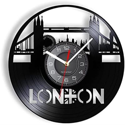 Decorative Clocks 30 Cm London Big Ben United Kingdom Skyline Vinyl Record Wall Clock Tower Bridge Vintage Cityscape Art Clocks Clocks United Kingdom Travel Gifts