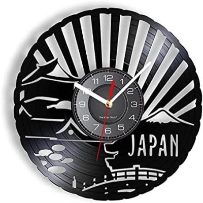 30cm Wall Clock Japanese Culture Artworks Vinyl Records Wall Clock Japanese Custom Home Decoration Clocks Vintage Photo Albums Disc Crafts Asian Gifts