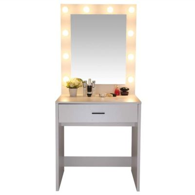 BNNP Dressing Table Makeup Table Single Dresser with Large Mirror Vanity Table 1 Large Drawer White Dressing Table Makeup Table Vanity Table