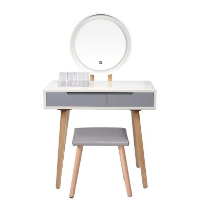 BNNP Dressing Table Makeup Table Vanity Table Set with Adjustable Mirror and Cushioned Stool Wood Makeup Dressing Table Bathroom31.5''L x 15.7''W x 53.5''H Makeup Table Vanity Table