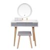 BNNP Dressing Table Makeup Table Vanity Table Set with Adjustable Mirror and Cushioned Stool Wood Makeup Dressing Table Bathroom31.5''L x 15.7''W x 53.5''H Makeup Table Vanity Table view 1