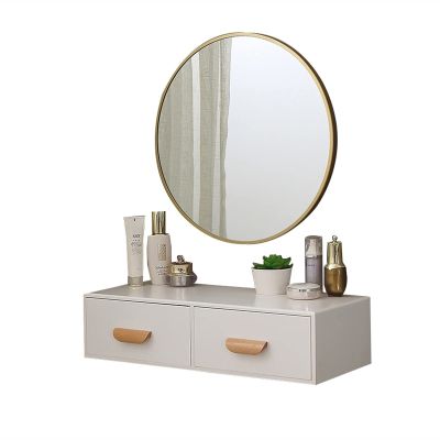 BNNP Dressing Table Makeup Table Wall-Mounted Dressing Table with Mirror Fashion Makeup Dressing Cabinet Bedroom Small Apartment Mini Wood Chest of Drawers Makeup Table Vanity Table (Color : Gold)