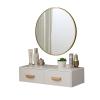 BNNP Dressing Table Makeup Table Wall-Mounted Dressing Table with Mirror Fashion Makeup Dressing Cabinet Bedroom Small Apartment Mini Wood Chest of Drawers Makeup Table Vanity Table (Color : Gold) view 1