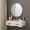 BNNP Dressing Table Makeup Table Wall-Mounted Dressing Table with Mirror Fashion Makeup Dressing Cabinet Bedroom Small Apartment Mini Wood Chest of Drawers Makeup Table Vanity Table (Color : Gold) view 2