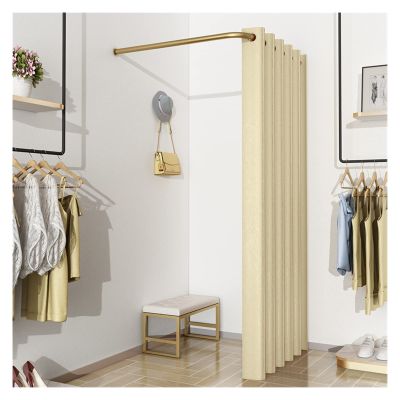XILYZMO Clothing Store Fitting Room, Type C Move Track Locker Room, with Curtain Kit, Wall-Mounted Changing Room, 90% Visibility Occlude Screen 4 Sizes (Color : H, Size : 120x120cm)