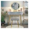 BNNP Dressing Table Makeup Table Vanity Table Set with 3 Mode Touch Screen Adjustable Lighted Mirror and Cushioned Stool Sliding Drawer Easy Assembly Makeup Table Vanity Table view 2