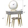 BNNP Dressing Table Makeup Table Vanity Table Set with 3 Mode Touch Screen Adjustable Lighted Mirror and Cushioned Stool Sliding Drawer Easy Assembly Makeup Table Vanity Table view 4