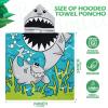 Chumia 3 Pack Kids Hooded Beach Poncho Towels Toddler Swim Pool Bath Towels with Hood Thicker Cotton Absorbent Cover up for Boys Girls Baby(47 x 24 Inch,Shark, Dinosaur) view 2