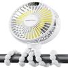 SWEETFULL Portable Stroller Fan with LED Display, 4 Speed Rechargeable Mini Clip On Fan, 360 Rotate Flexible Tripod Better Cooling Small Baby Fan for Car Seat Crib Travel Bike Treadmill (White) view 1