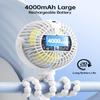 SWEETFULL Portable Stroller Fan with LED Display, 4 Speed Rechargeable Mini Clip On Fan, 360 Rotate Flexible Tripod Better Cooling Small Baby Fan for Car Seat Crib Travel Bike Treadmill (White) view 4