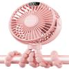 SWEETFULL Portable Stroller Fan with LED Display, 4 Speed Rechargeable Mini Clip On Fan, 360 Rotate Flexible Tripod Better Cooling Small Baby Fan for Car Seat Crib Travel Bike Treadmill (Pink) view 1