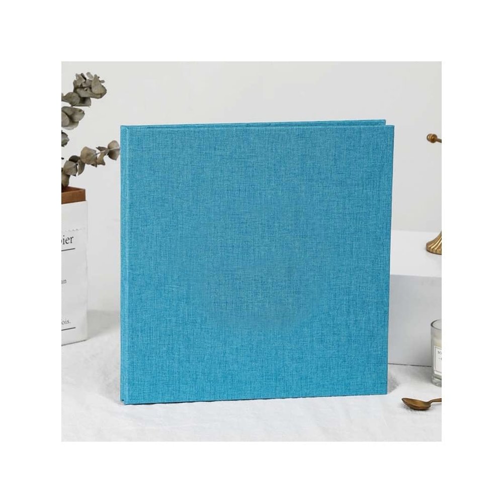 BAN.P Linen 18Inch DIY Photo Album Couple Birthday Gift Wedding Photo Baby Photo Album Paper Crafts Photo Album Sticky Wedding (Color : Blue White Page, Size : 33 * 34 * 3cm)