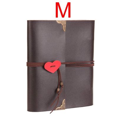 BAN.P DIY Scrapbook Vintage Leather Photo Album Black PagesTravel Record Wedding Guest Book Valentines Anniversary Christmas (Color : Brown, Size : Brown M)