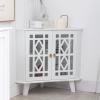 Scurrty 32'' Corner Shelf Stand, Small Corner Table Sideboard Cabinet with 2 Doors and 2-Tier Shelves, Free-Standing Storage Organizer for Living Room, Dining Room & Bathroom (White) view 1