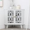 Scurrty 32'' Corner Shelf Stand, Small Corner Table Sideboard Cabinet with 2 Doors and 2-Tier Shelves, Free-Standing Storage Organizer for Living Room, Dining Room & Bathroom (White) view 3