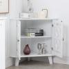 Scurrty 32'' Corner Shelf Stand, Small Corner Table Sideboard Cabinet with 2 Doors and 2-Tier Shelves, Free-Standing Storage Organizer for Living Room, Dining Room & Bathroom (White) view 4