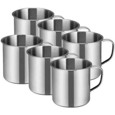 STOBOK 6Pcs Stainless Steel Water Cups with Handle Wear Resistant Mugs for Easy to Clean and Practical Drinking Cups